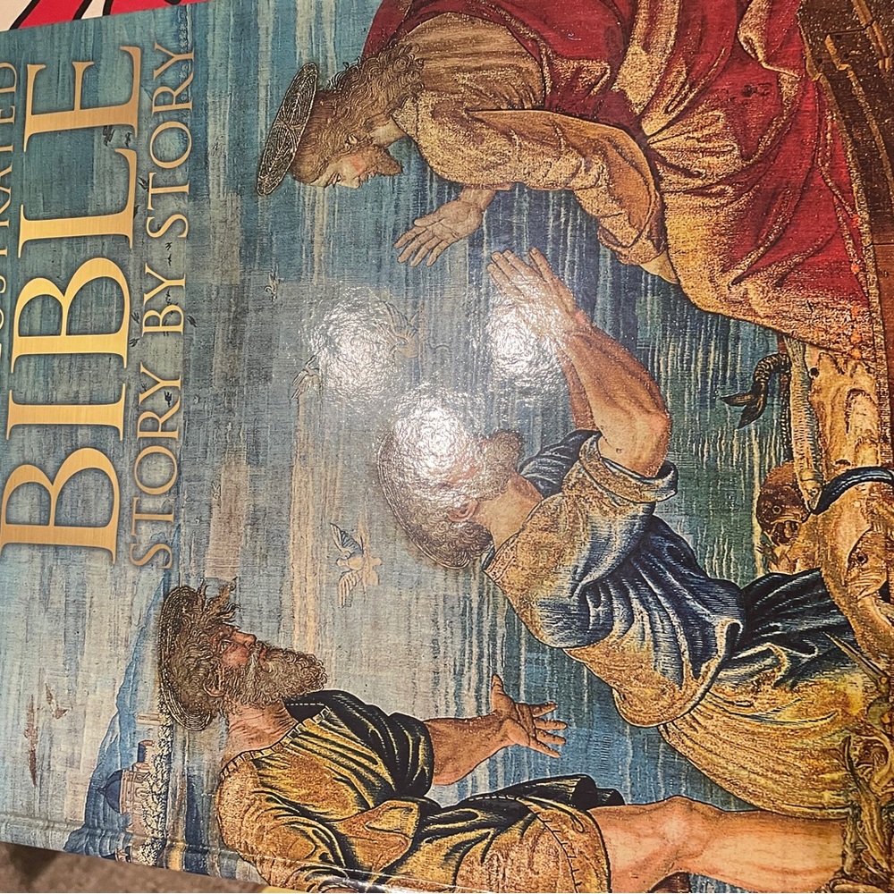 Religious Wall Art Print in Blue, Red and Gold - Unbranded